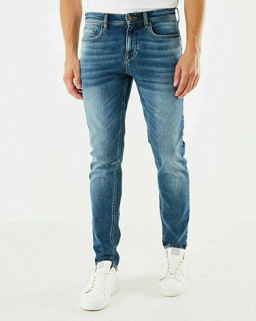 Mexx ADAM Mid waist/ Tapered leg jeans Medium Vintage Niebieskie | JHXIE8530