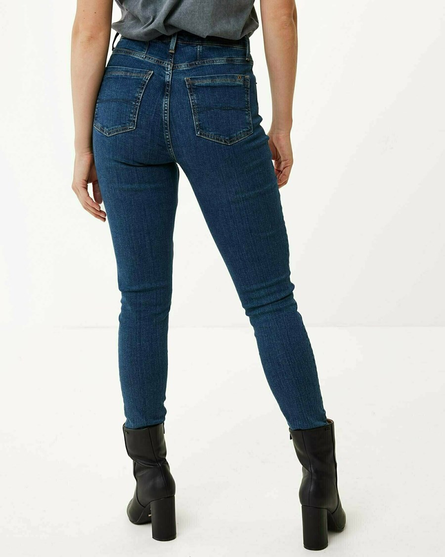 Mexx ANDREA High waist/ Chudy leg jeans Dark Blue Niebieskie | KOAXG3286