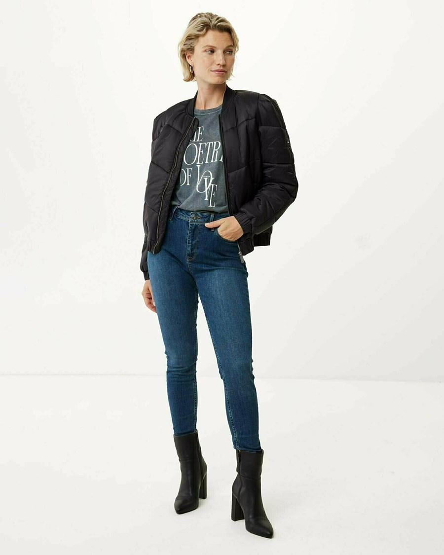 Mexx ANDREA High waist/ Chudy leg jeans Dark Blue Niebieskie | KOAXG3286