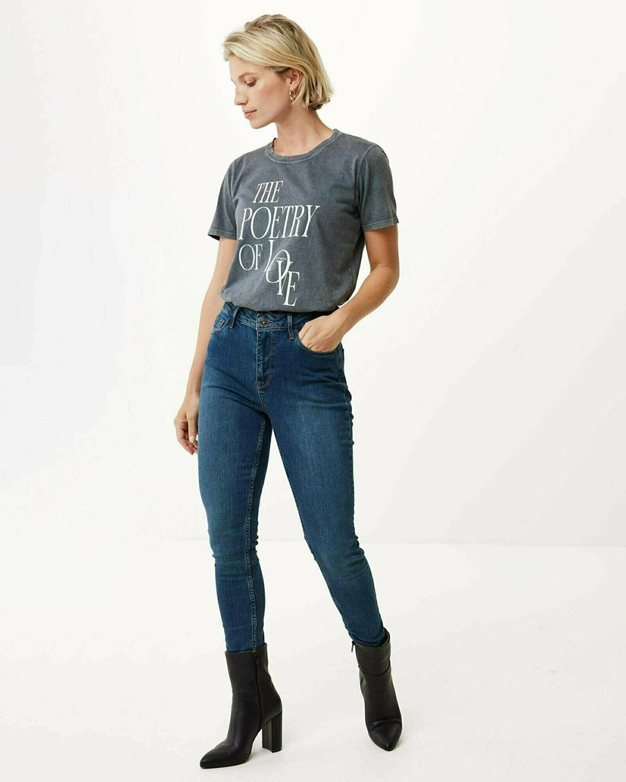 Mexx ANDREA High waist/ Chudy leg jeans Dark Blue Niebieskie | KOAXG3286