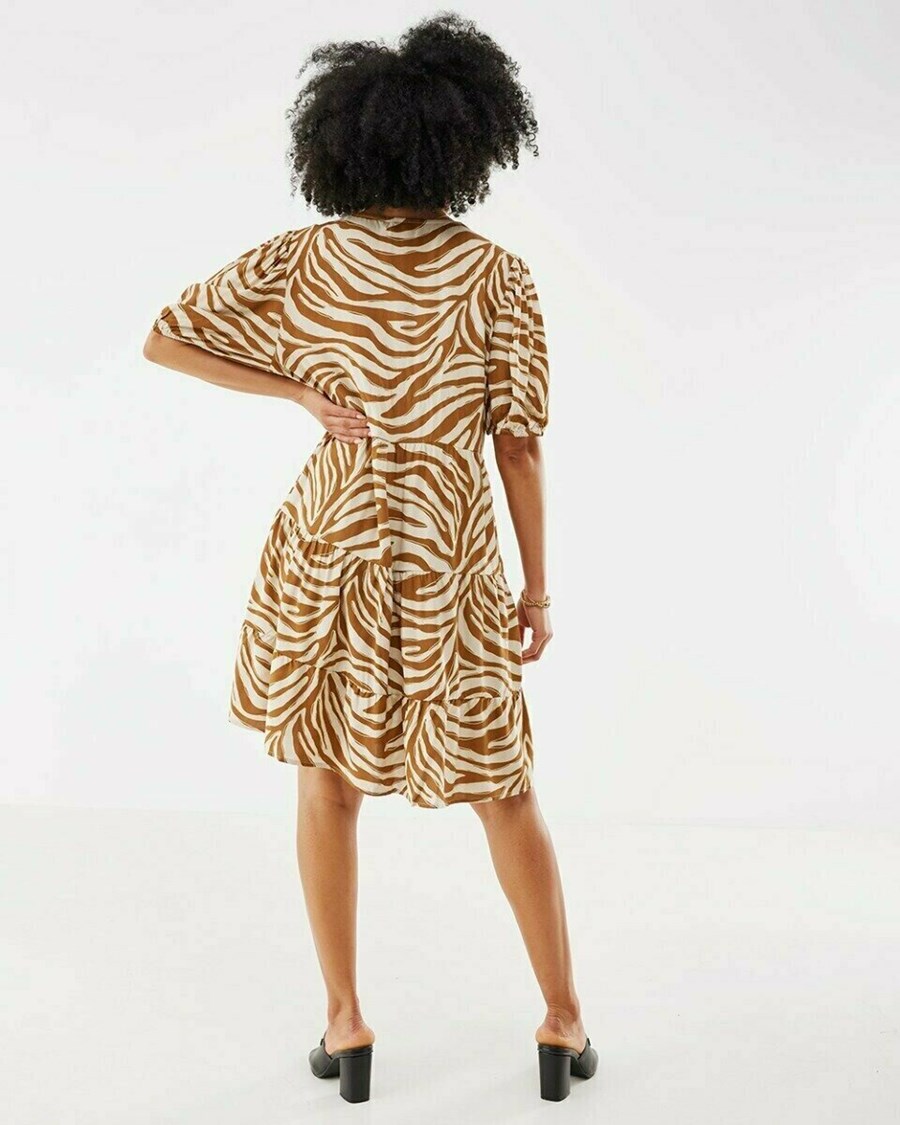 Mexx A-line printed dress Sand Beżowe | XTKSV5479