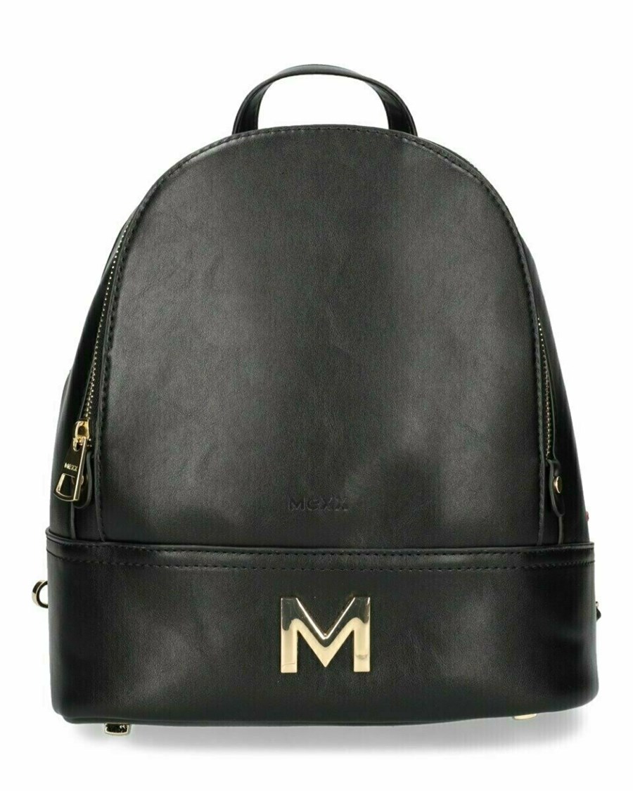 Mexx Backpack Black Srebrne | EBKSF9574