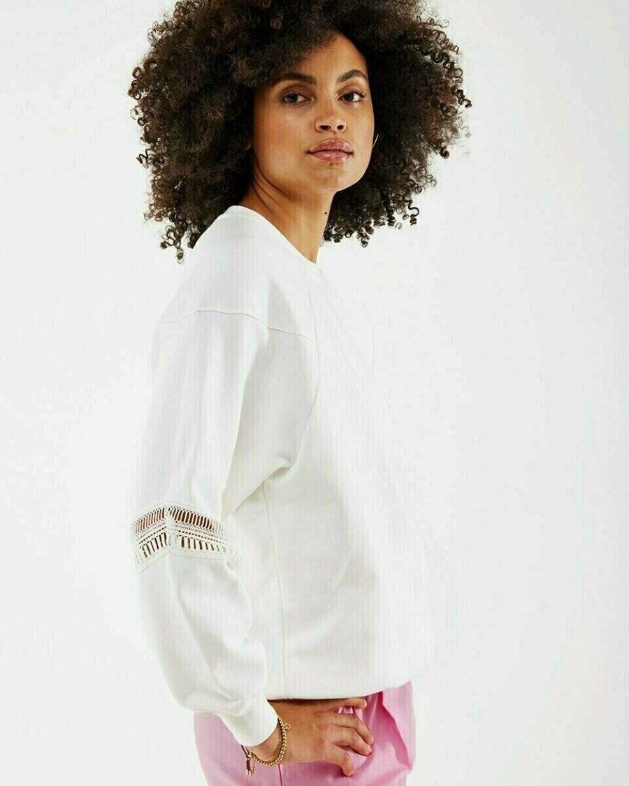 Mexx Big sleeve sweater Off white Białe | CMJLK3620