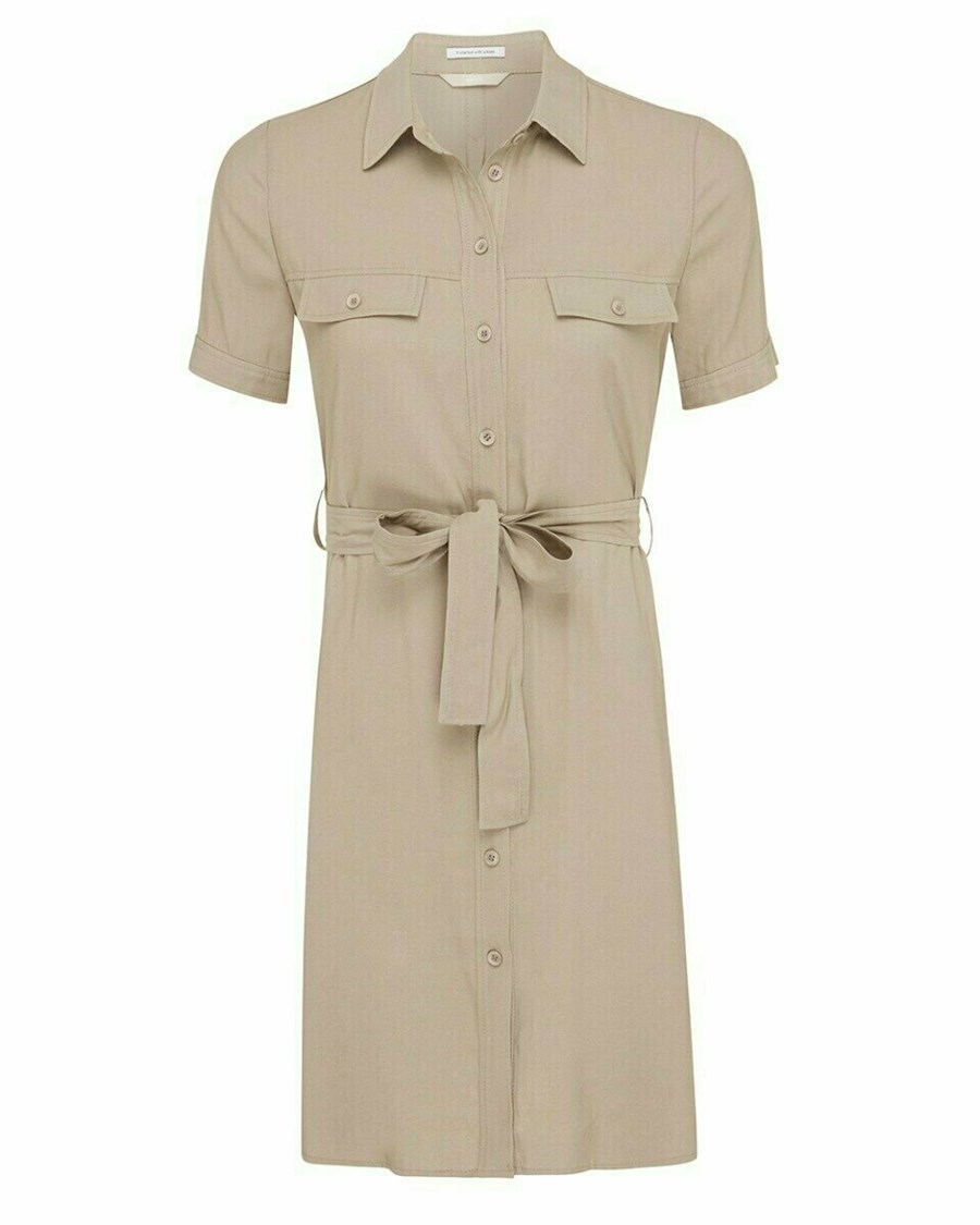 Mexx Capsleeve shirt dress Sand Beżowe | RSWLF4903