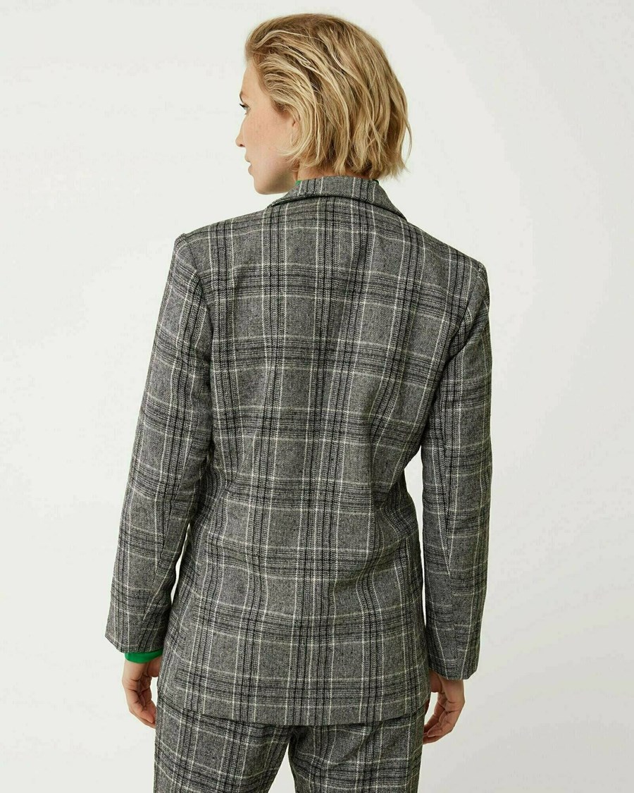 Mexx Check blazer Dark Grey Szare | DSZRI6495