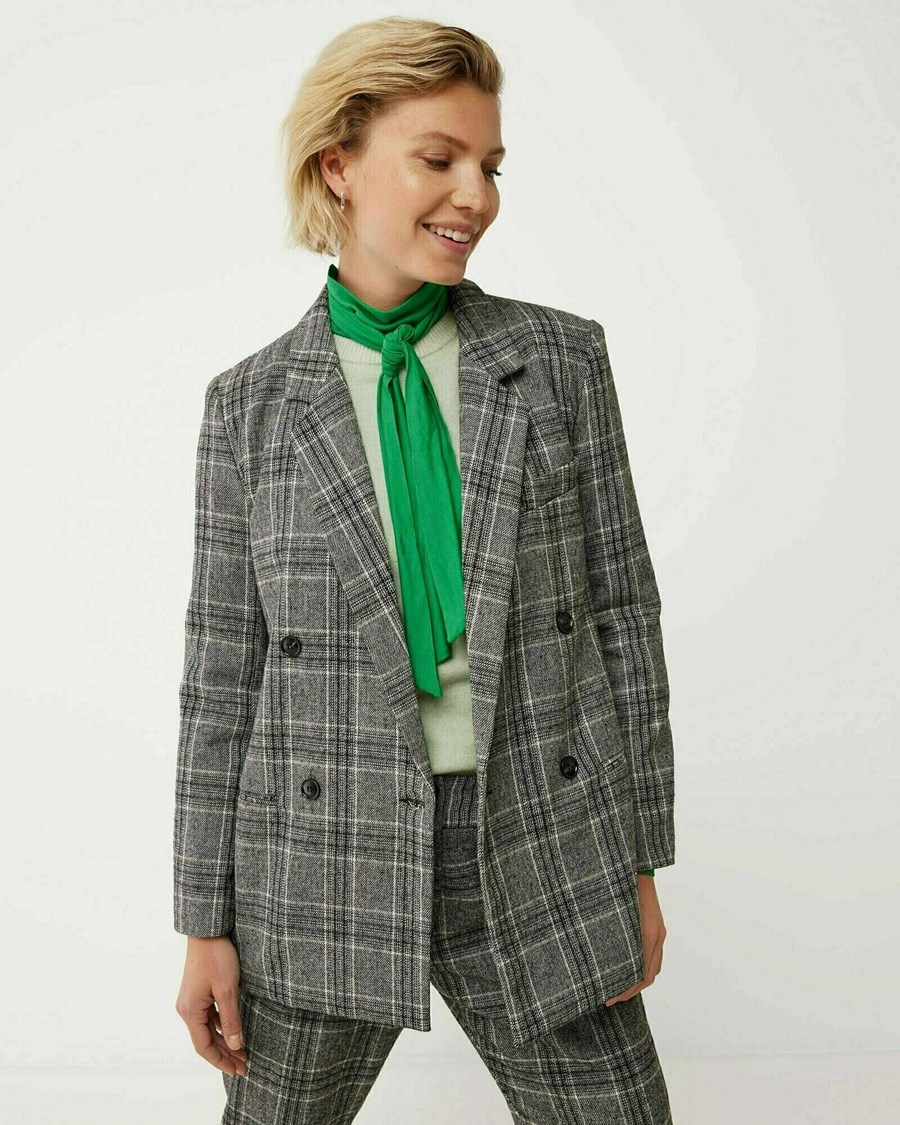 Mexx Check blazer Dark Grey Szare | DSZRI6495