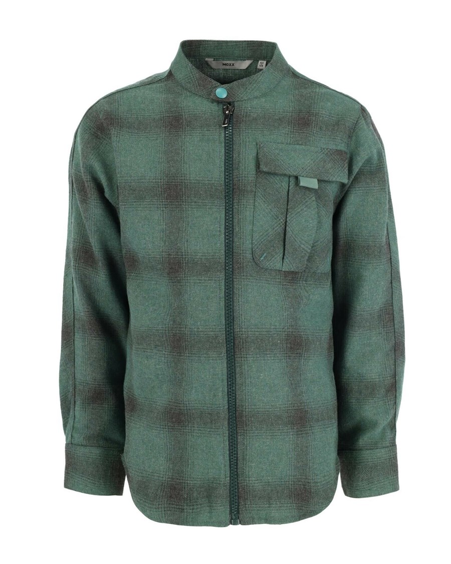Mexx Checked zip through shirt Dark Green Zielone | TQCAI0947
