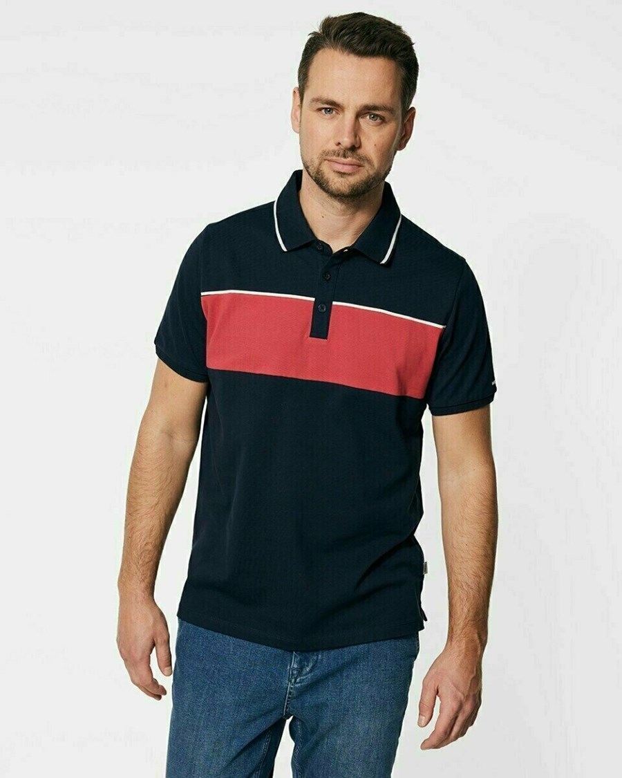Mexx Colourblock pique polo Navy Niebieskie | XBAKY8013