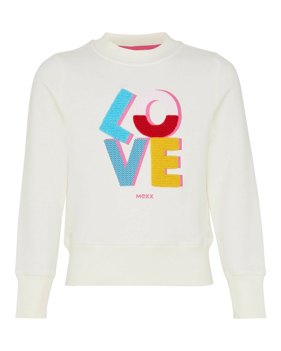 Mexx Crewneck sweater with artwork Off White Białe | LIHCG5063