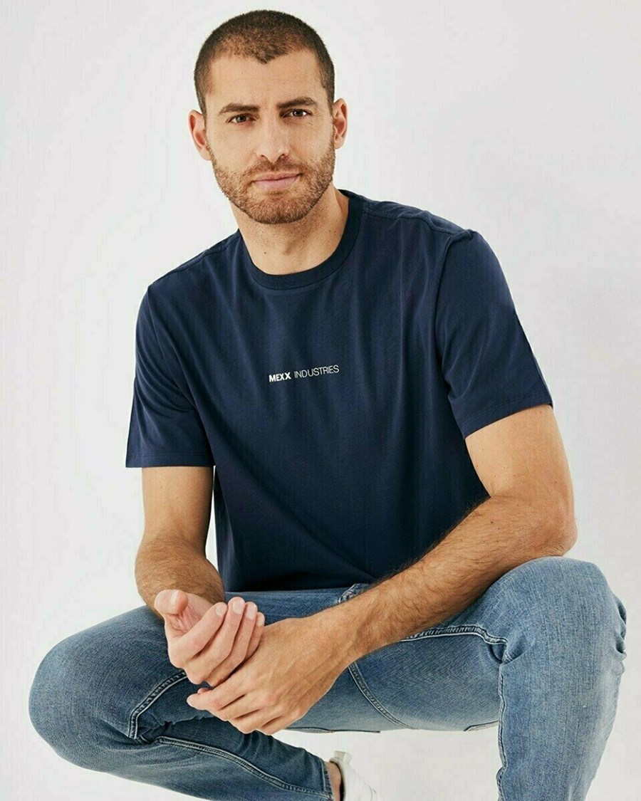Mexx Crewneck t-shirt Navy Niebieskie | HYQLR3965