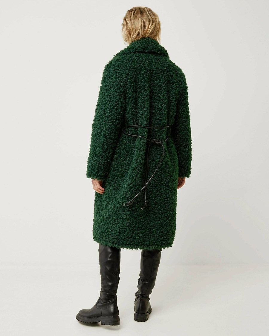 Mexx Faux fur coat with belt Dark Green Zielone | UMVLI3820