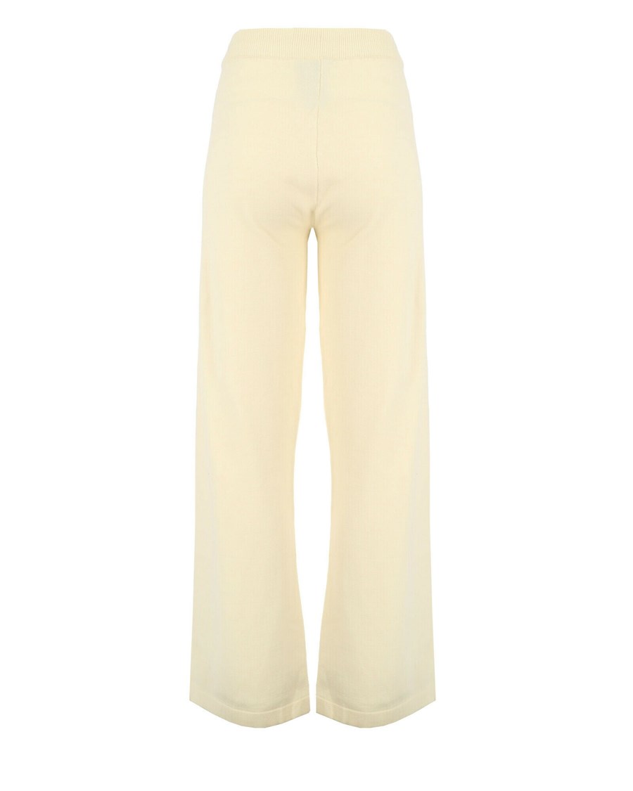 Mexx Flatknit rib wide leg pants Off White Białe | CPILJ4983