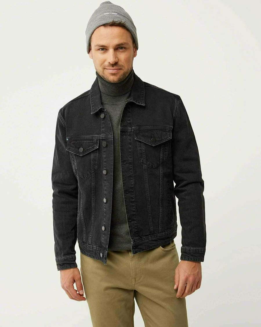 Mexx GLEN Denim jacket Black Used Czarne | LVNAR0438