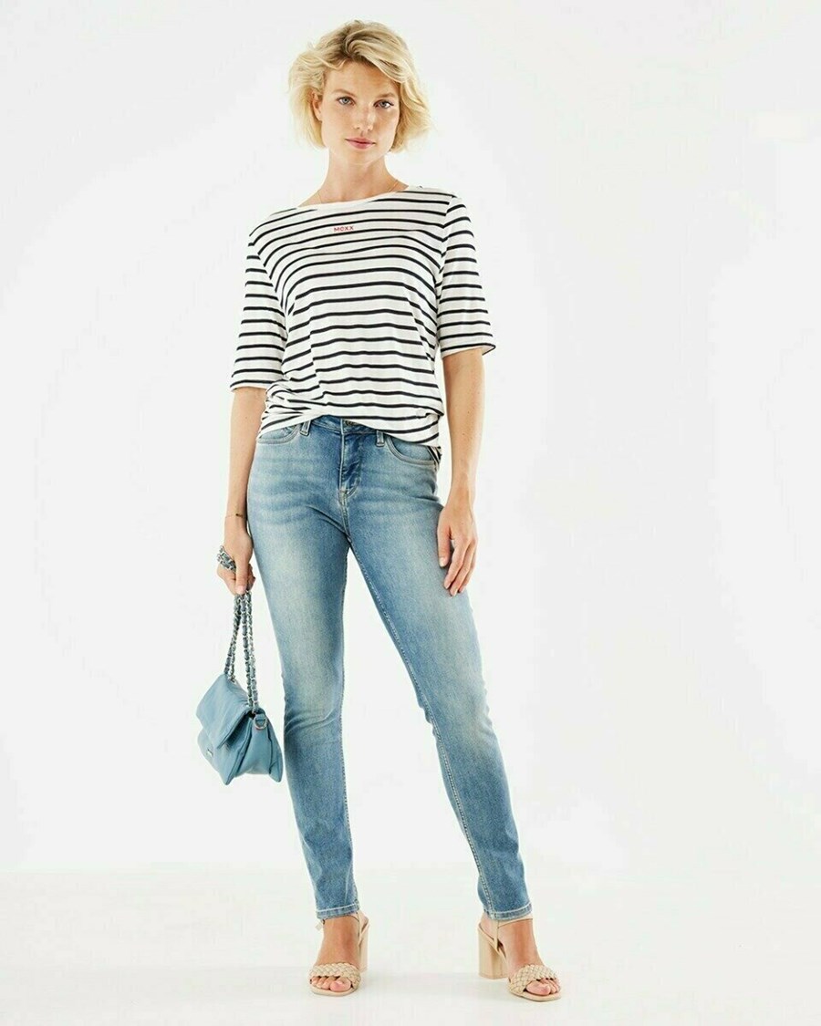 Mexx Half sleeve striped tee Off white Białe | MJHXN3712