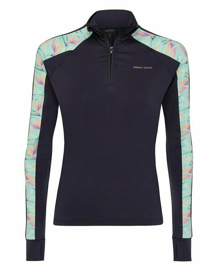 Mexx Half zip long sleeve t-shirt Navy Niebieskie | HIJAN5913