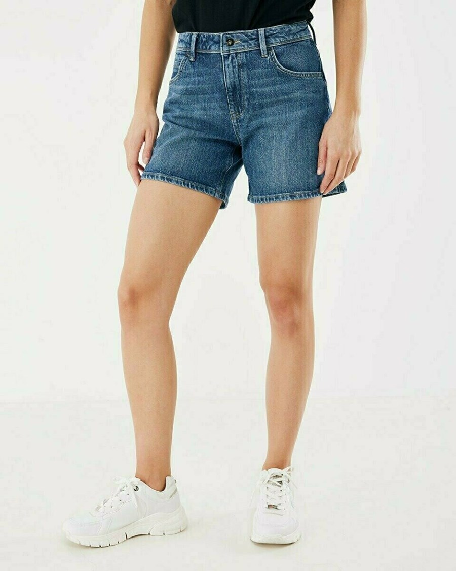 Mexx INA SHORT Mid waist/ Relaxed leg jeans Vintage Blue Niebieskie | ICGKT3290