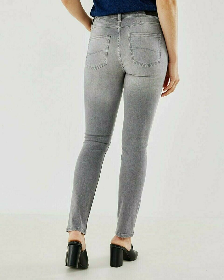 Mexx JENNA Mid waist/ Slim leg jeans Light Grey Szare | DFNSA5462