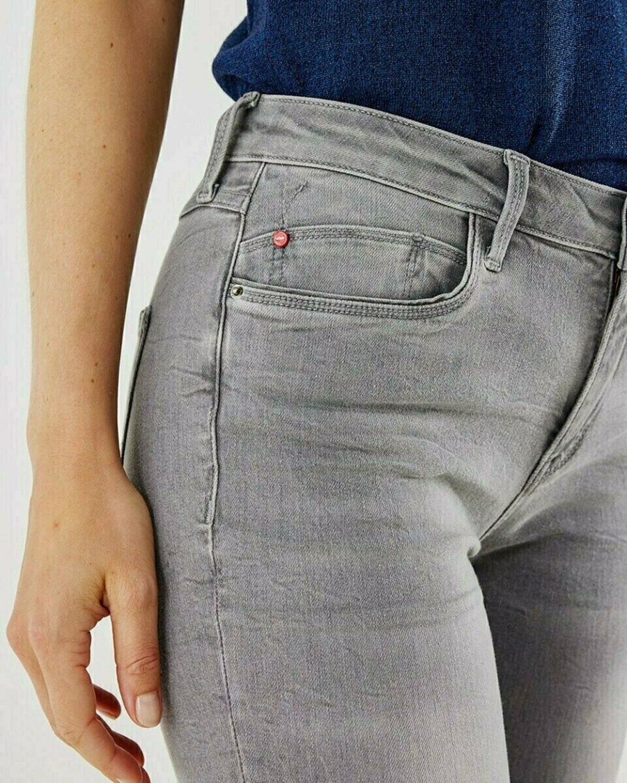 Mexx JENNA Mid waist/ Slim leg jeans Light Grey Szare | DFNSA5462