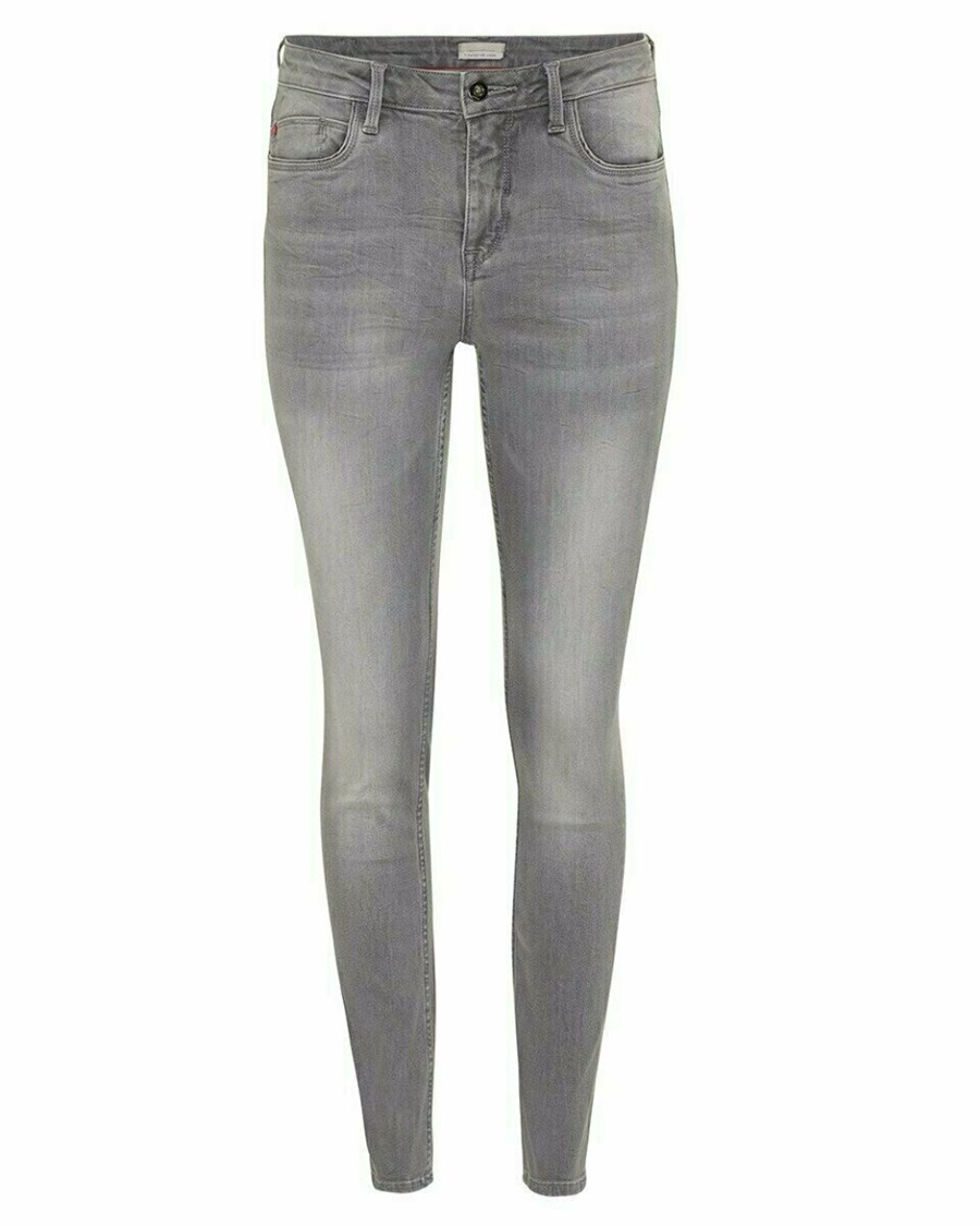 Mexx JENNA Mid waist/ Slim leg jeans Light Grey Szare | DFNSA5462
