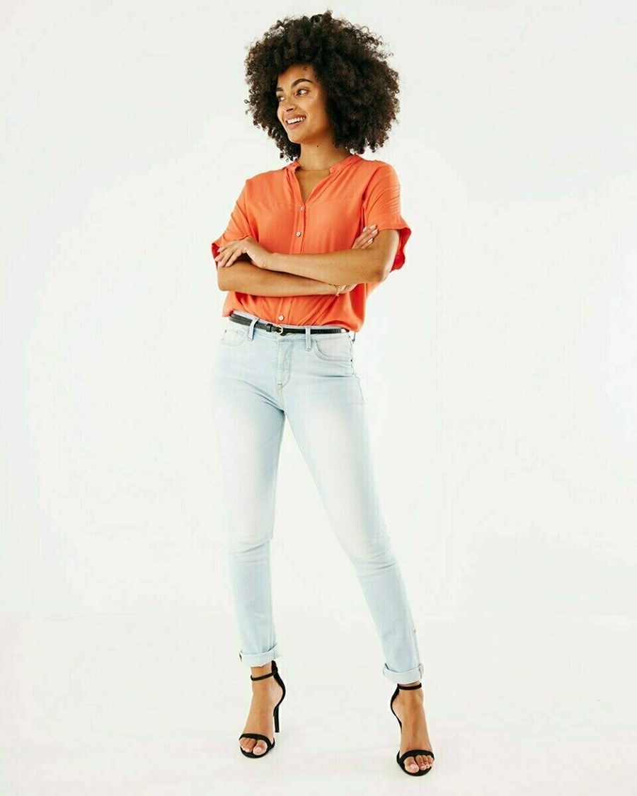 Mexx JENNA Mid waist/ Slim leg jeans Sky Blue Niebieskie | YBMWD7164