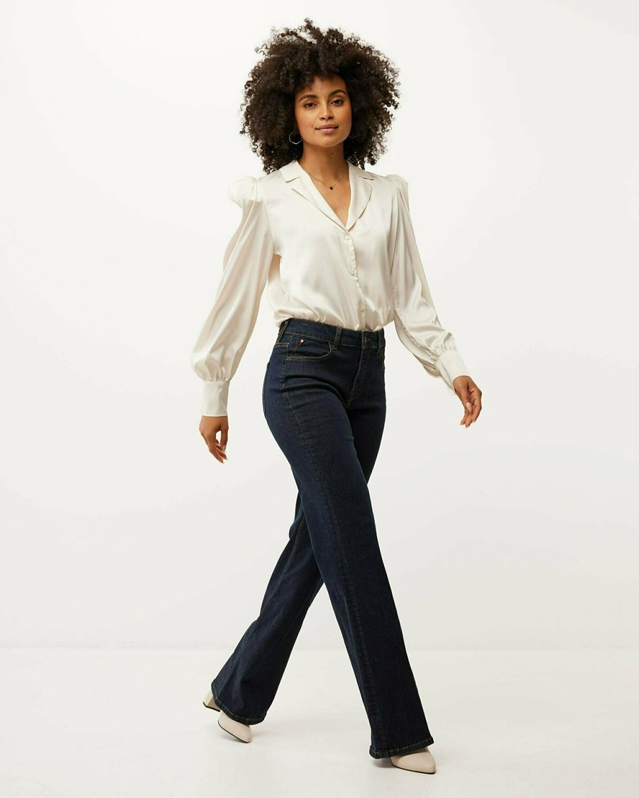 Mexx KIM High waist/ Prosty leg jeans Blue Rinsed Niebieskie | IGTRP1285