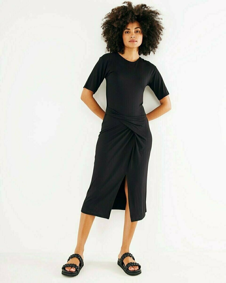 Mexx Knotted front dress Black Czarne | DGVPA4123