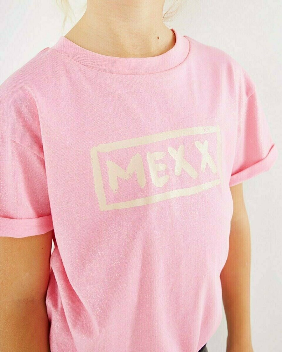 Mexx Knotted glitter t-shirt Pink Różowe | LGWTZ5283