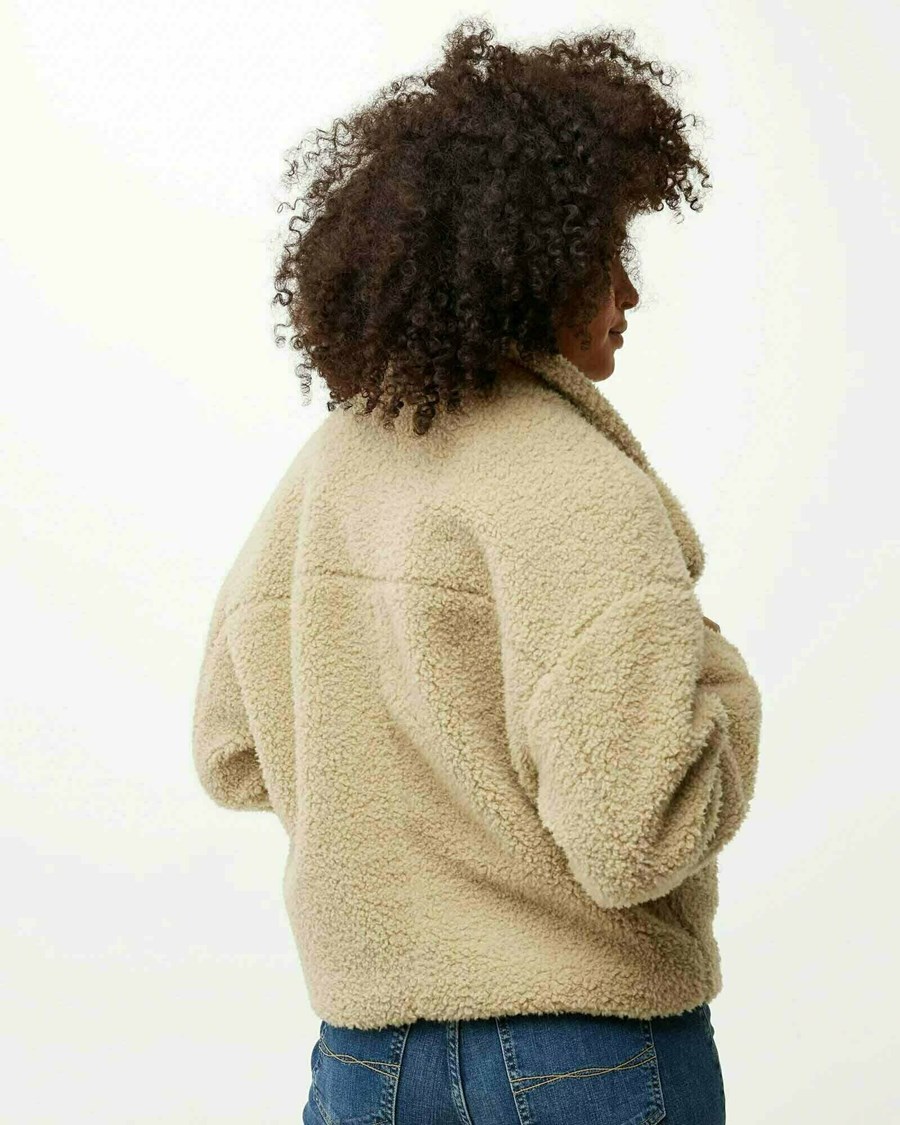 Mexx Krótkie length teddy coat Ecru Beżowe | BDSUW1086