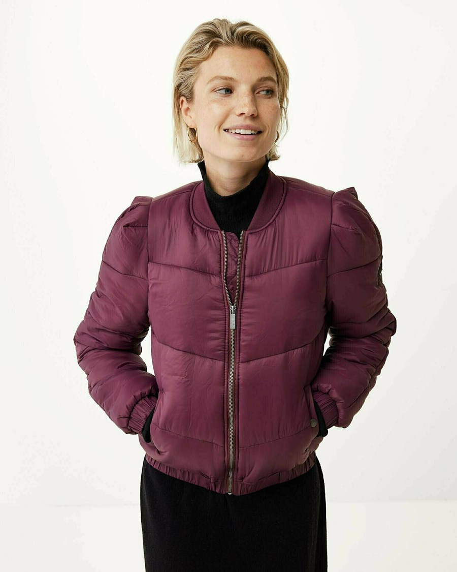 Mexx Krótkie padded bomber jacket Dark Red Czerwone | VBAYP5137