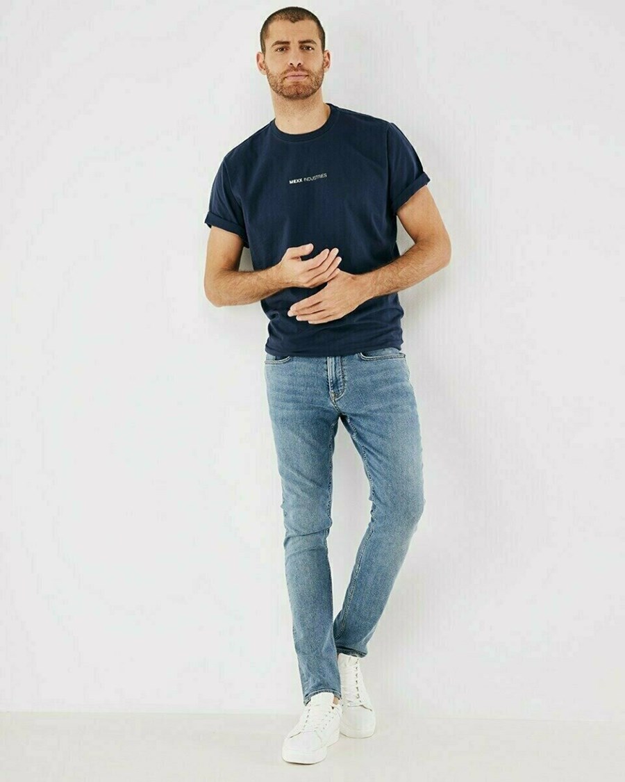 Mexx LOGAN Mid waist/ Slim leg jeans Vintage Used Niebieskie | OVWGY5126