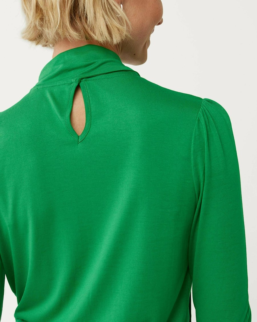 Mexx Long sleeve bowtie turtle neck t-shirt Bright Green Zielone | BZFPX2461