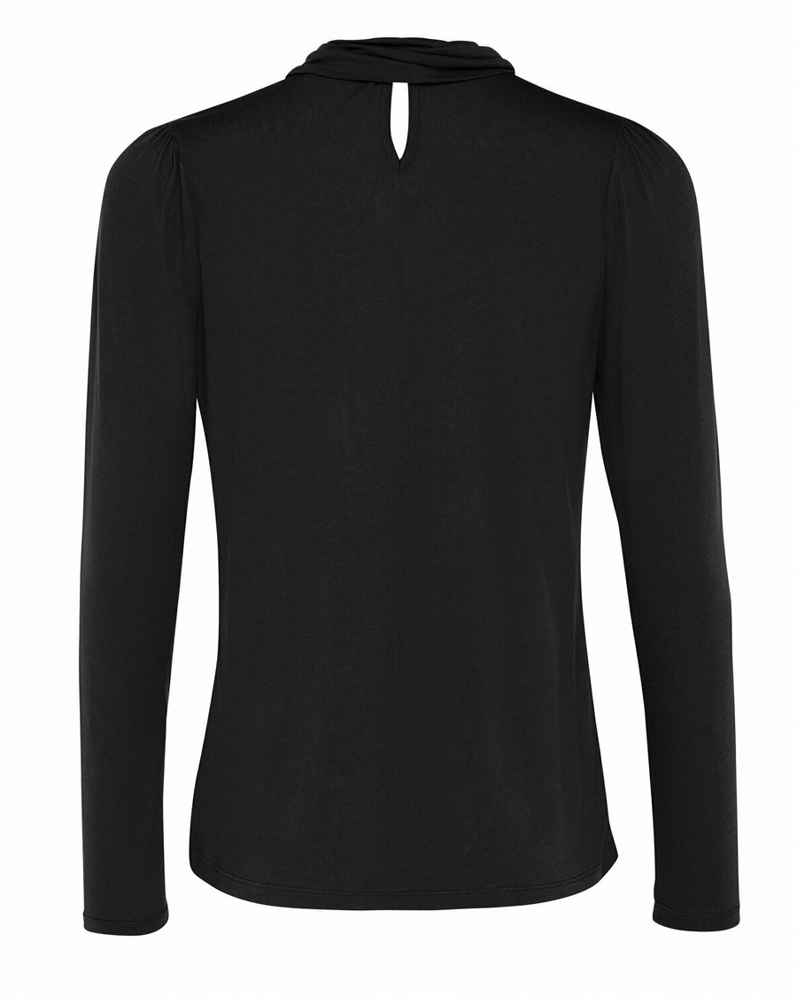 Mexx Long sleeve bowtie turtle neck t-shirt Black Czarne | YVGNS1807