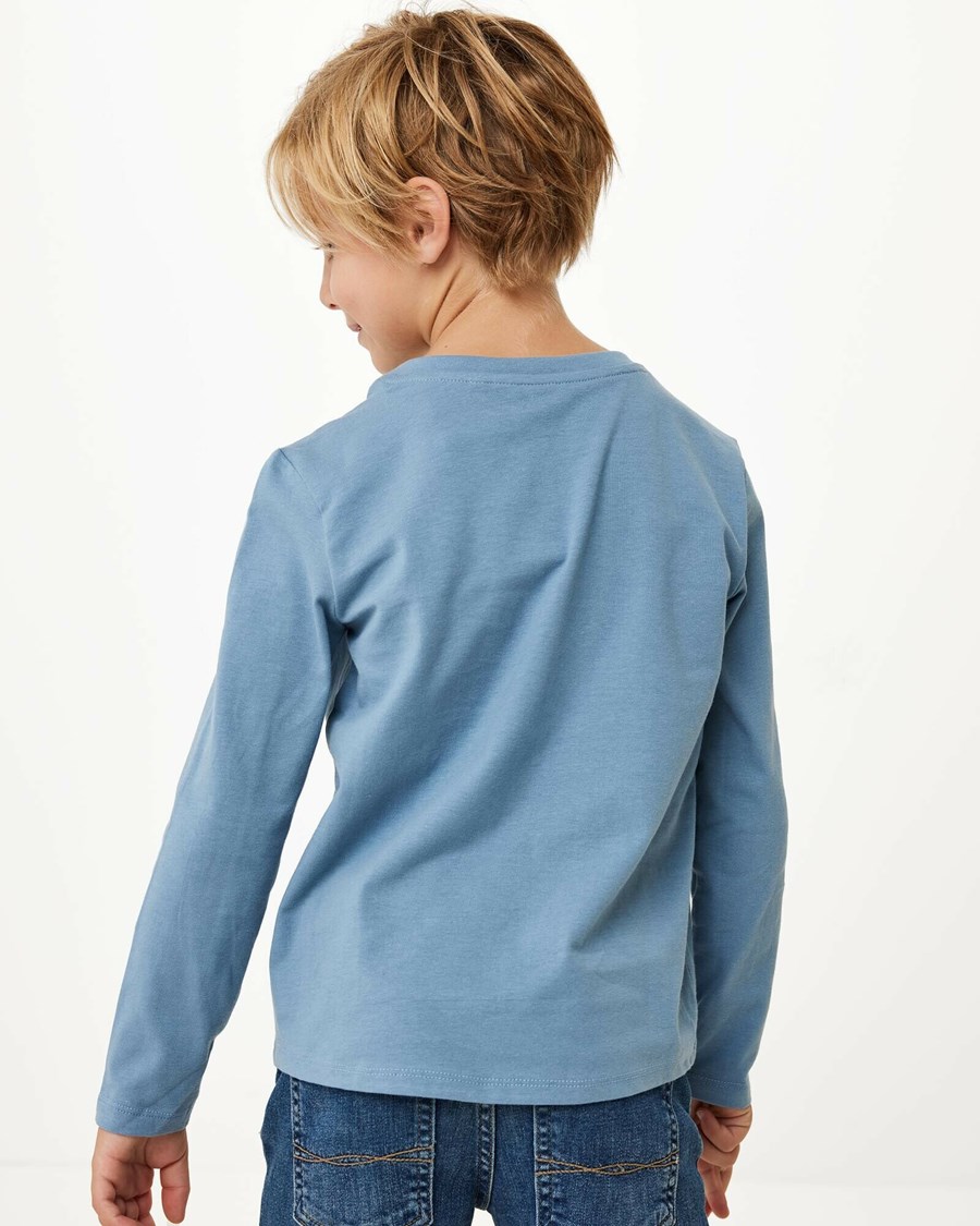 Mexx Long sleeve logo carrier t-shirt Mid Blue Niebieskie | RIAYJ5461