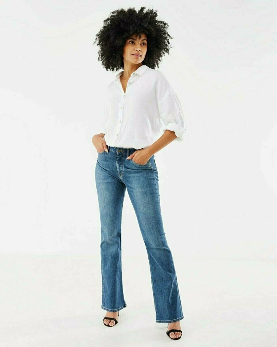 Mexx Longsleeve linen blouse White Białe | CQADW0256