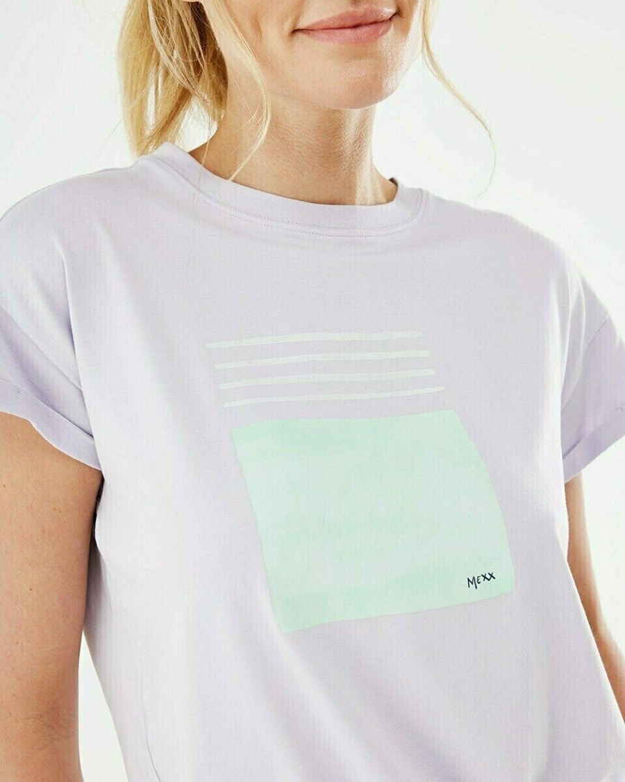 Mexx Loose fit printed t-shirt Lilac Fioletowe | GIWZP8615