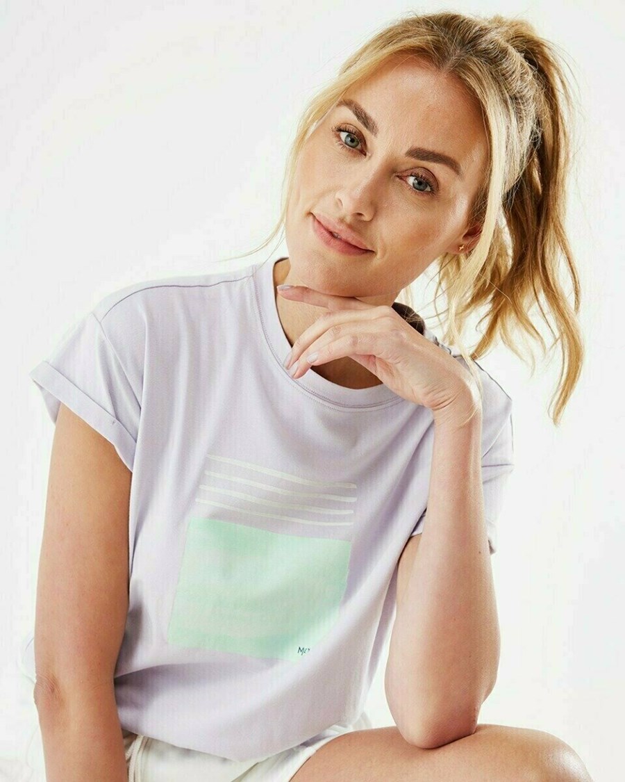 Mexx Loose fit printed t-shirt Lilac Fioletowe | GIWZP8615