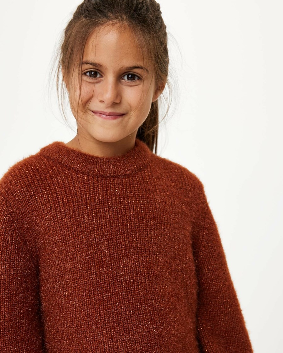 Mexx Lurex pullover Dark Brown Brązowe | PIWSH2681