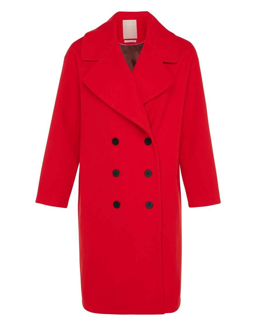 Mexx Midi length big lapel collar coat Red Czerwone | WQOEH2743