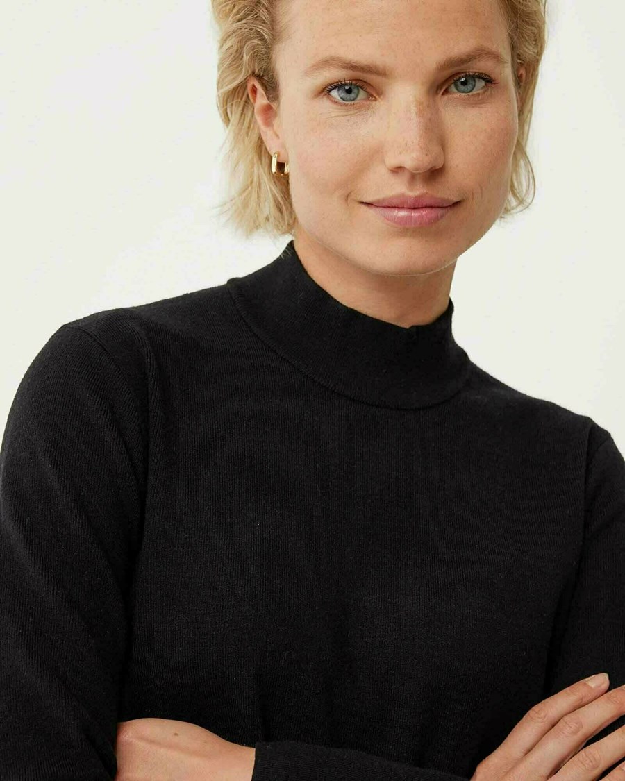 Mexx Mock neck knitted dress Black Czarne | JSTNK5312
