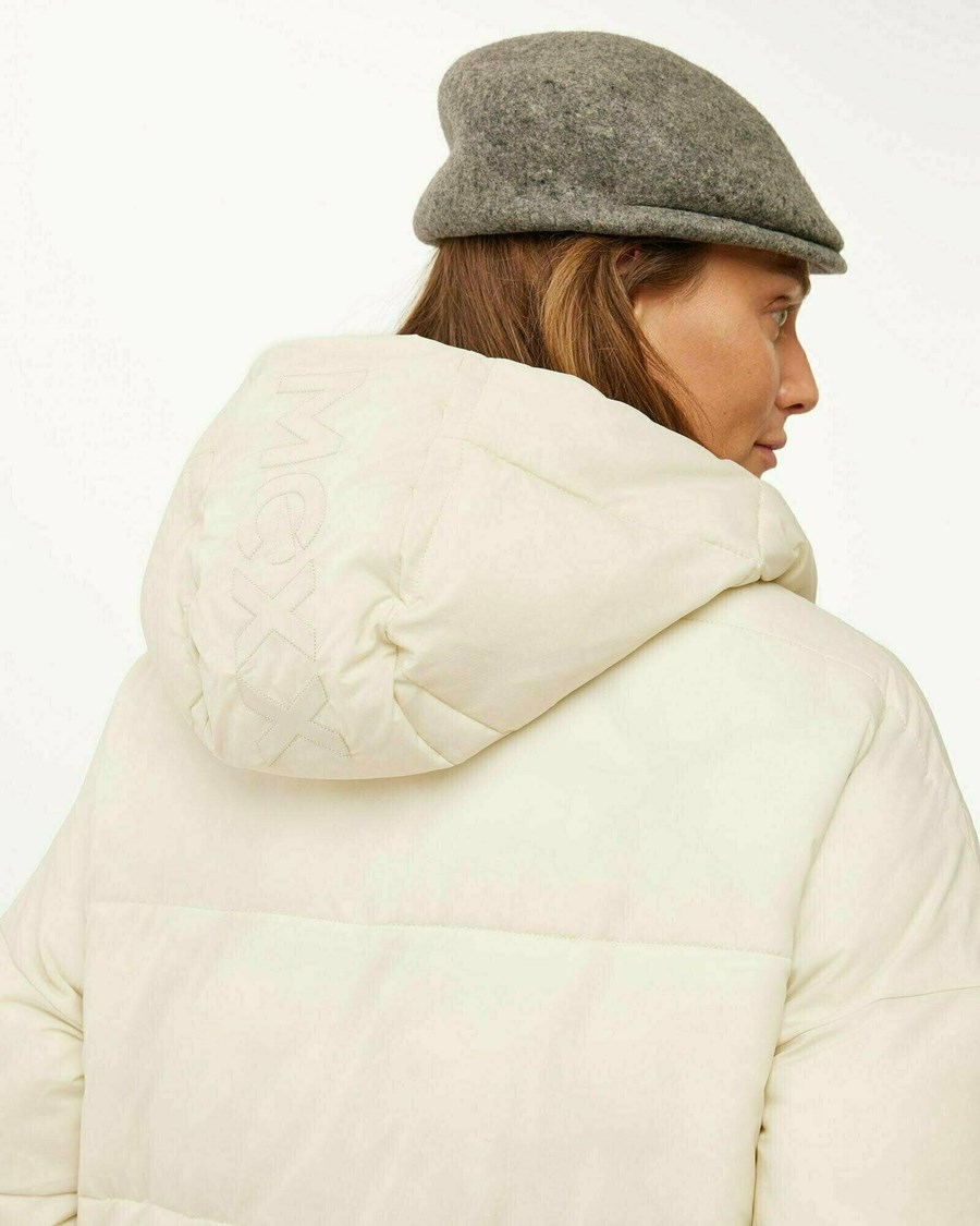 Mexx Oversized hooded padded jacket Ecru Beżowe | ASQNM4083