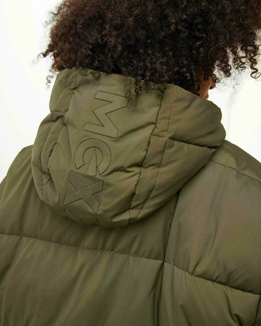 Mexx Oversized hooded padded jacket Olive Oliwkowe | WOQTU4260