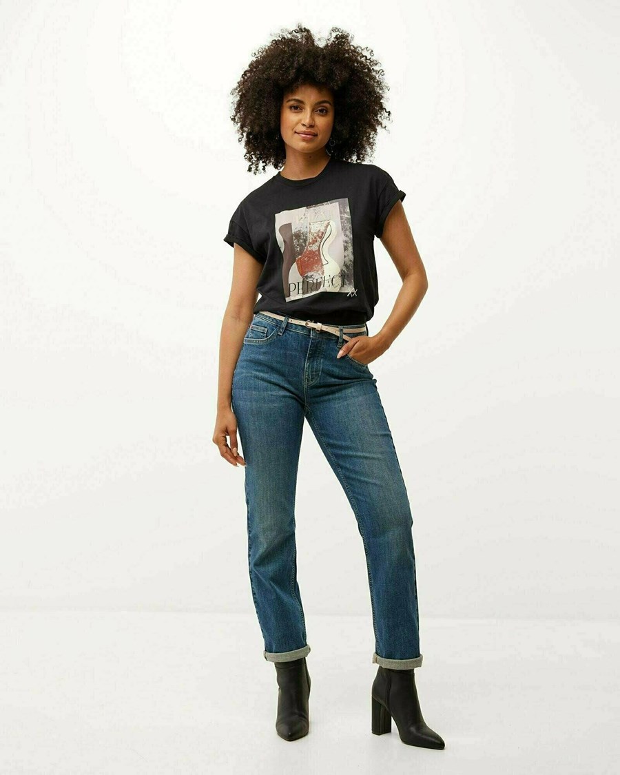 Mexx Oversized short sleeve tee with artwork Black Czarne | PANEH6089