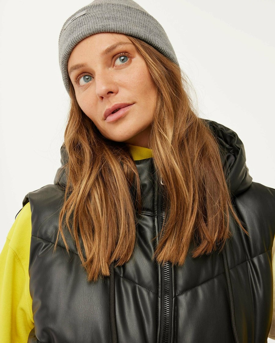 Mexx PU hooded bodywarmer Black Czarne | QXEAF5340