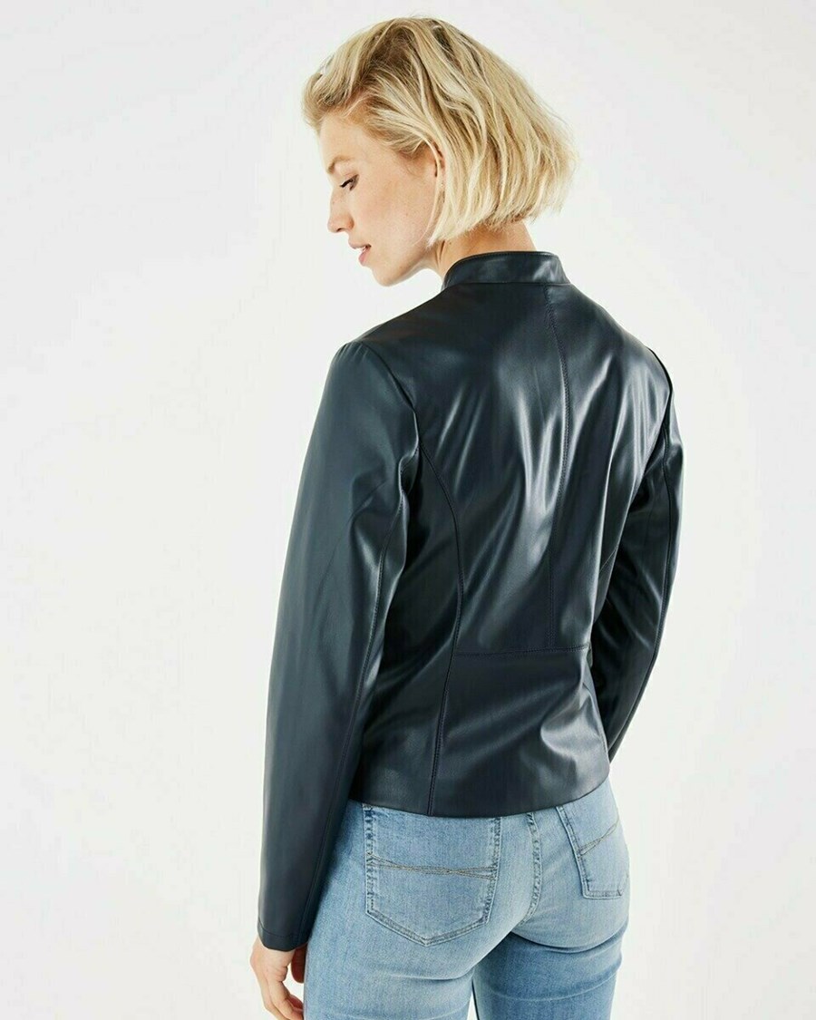 Mexx PU jacket zipper Navy Niebieskie | PDKXE1378