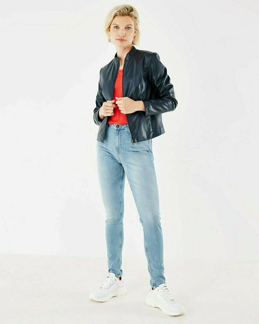 Mexx PU jacket zipper Navy Niebieskie | PDKXE1378