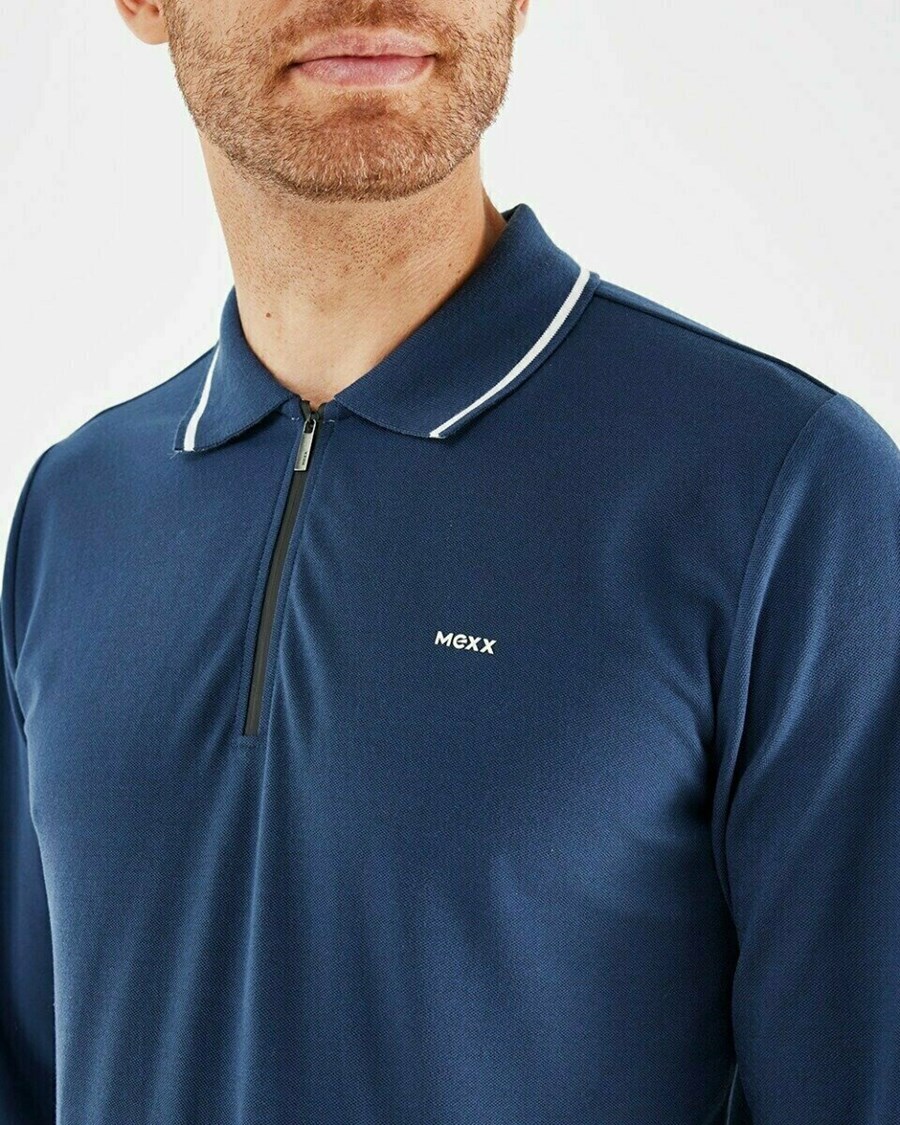 Mexx Polo LS Navy Niebieskie | WRAZE8625