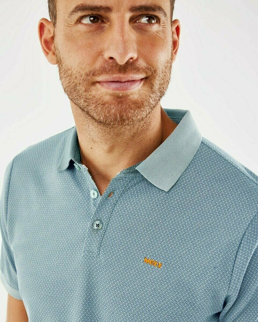 Mexx Printed pique polo Navy (Dark Denim) Niebieskie | GLVXK6531