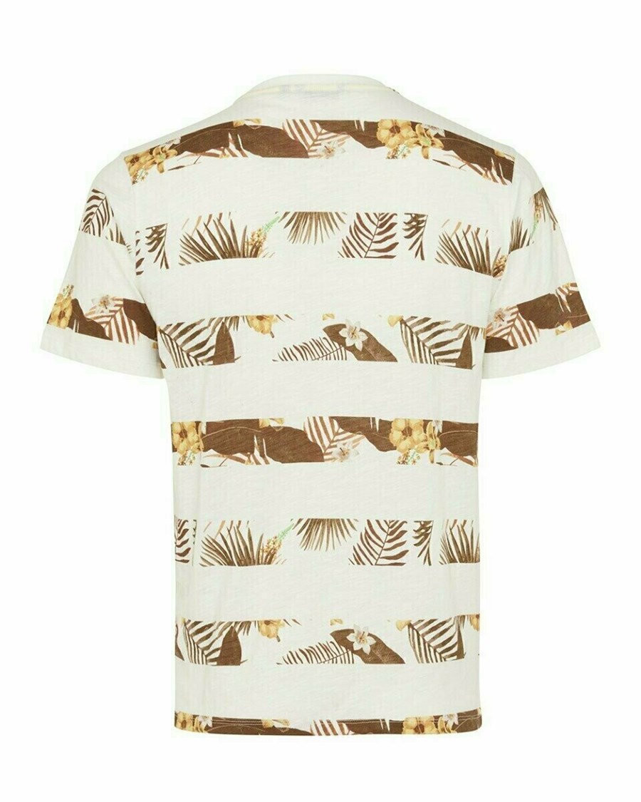 Mexx Printed slub t-shirt Off white Białe | TIHEY4076