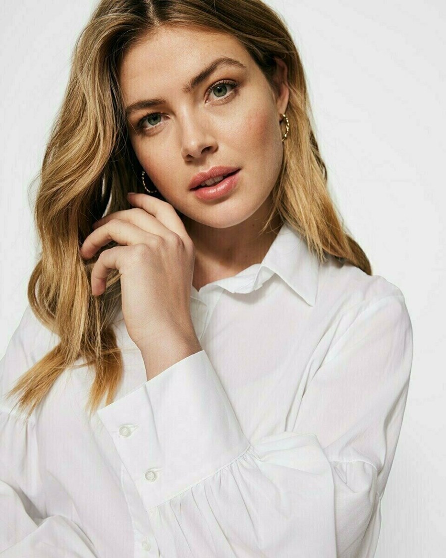 Mexx Puff sleeve blouse White Białe | QANZI9061