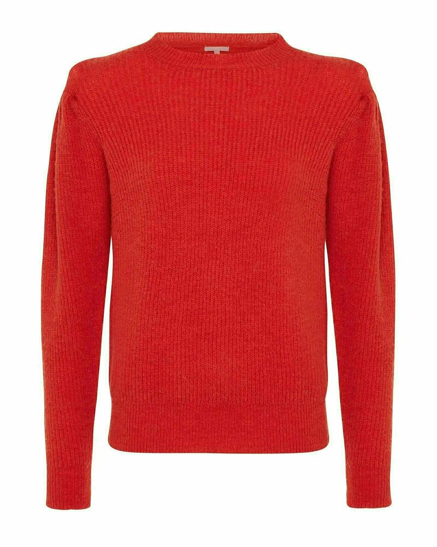 Mexx Round neck puff sleeve pullover Bright Orange Pomarańczowe | URSNT7013